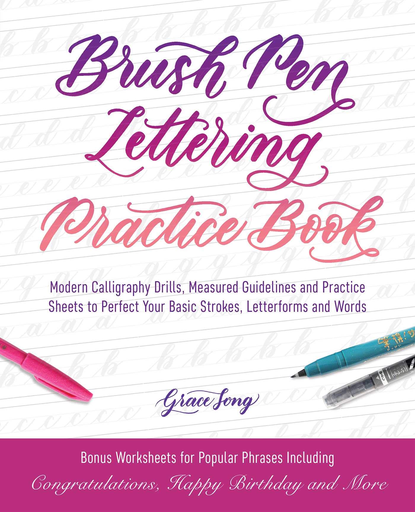 Calligraphy workbook for adults: pretty simple lettering book for