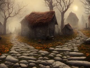 Illustration,Of,A,Stone,Path,Road,To,An,Old,Mystical